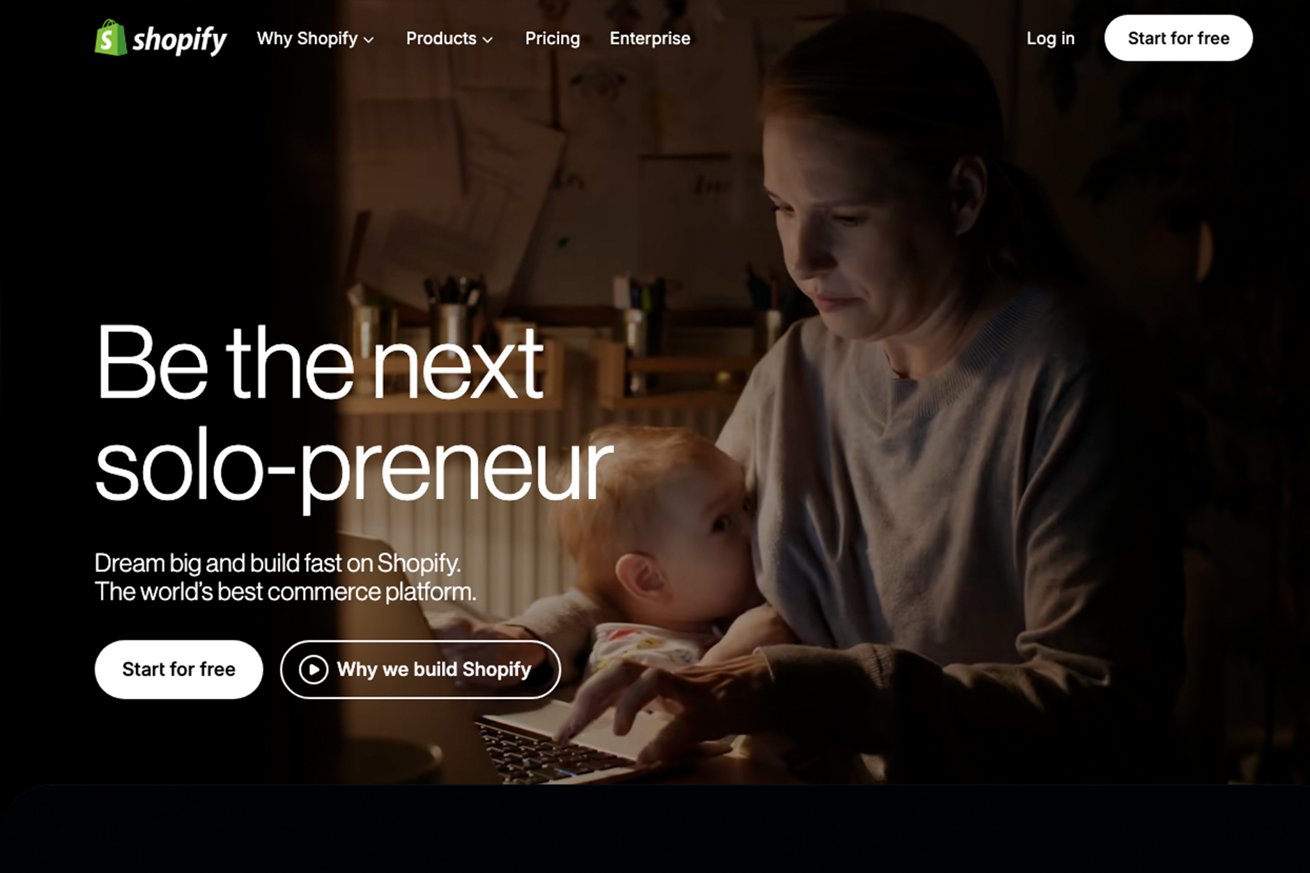 Capture d'écran du site shopify.com