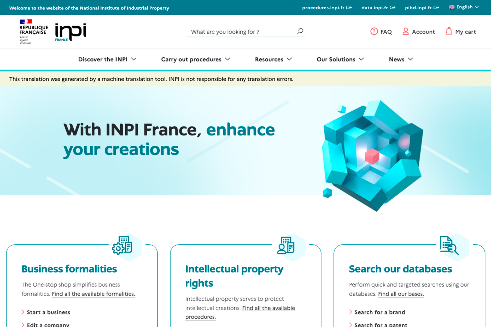 Capture d'écran du site inpi.fr