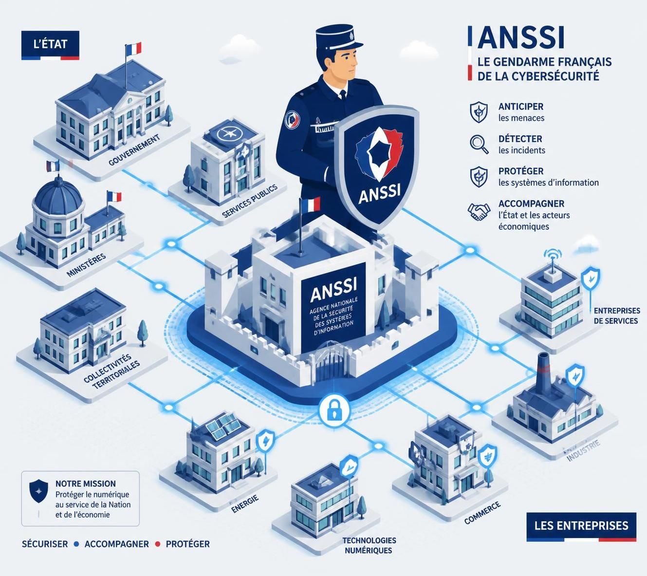 découvrez le rôle de l'anssi, l'agence nationale chargée de la cybersécurité en france, protectrice des systèmes d'information et garante de la sécurité numérique.