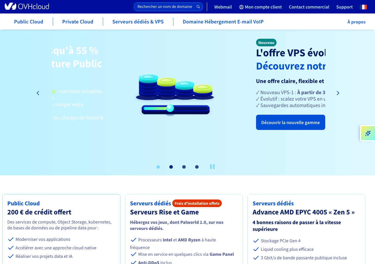 Capture d'écran du site ovh.com
